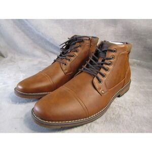 B-52 by Bullboxer Mens Tan Brown Cap Toe Lace Up Side Zip Ankle Boots Size 13